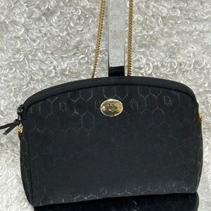 Christian Dior Vintage Honeycomb Shoulder Bag Canvas Black Canvas